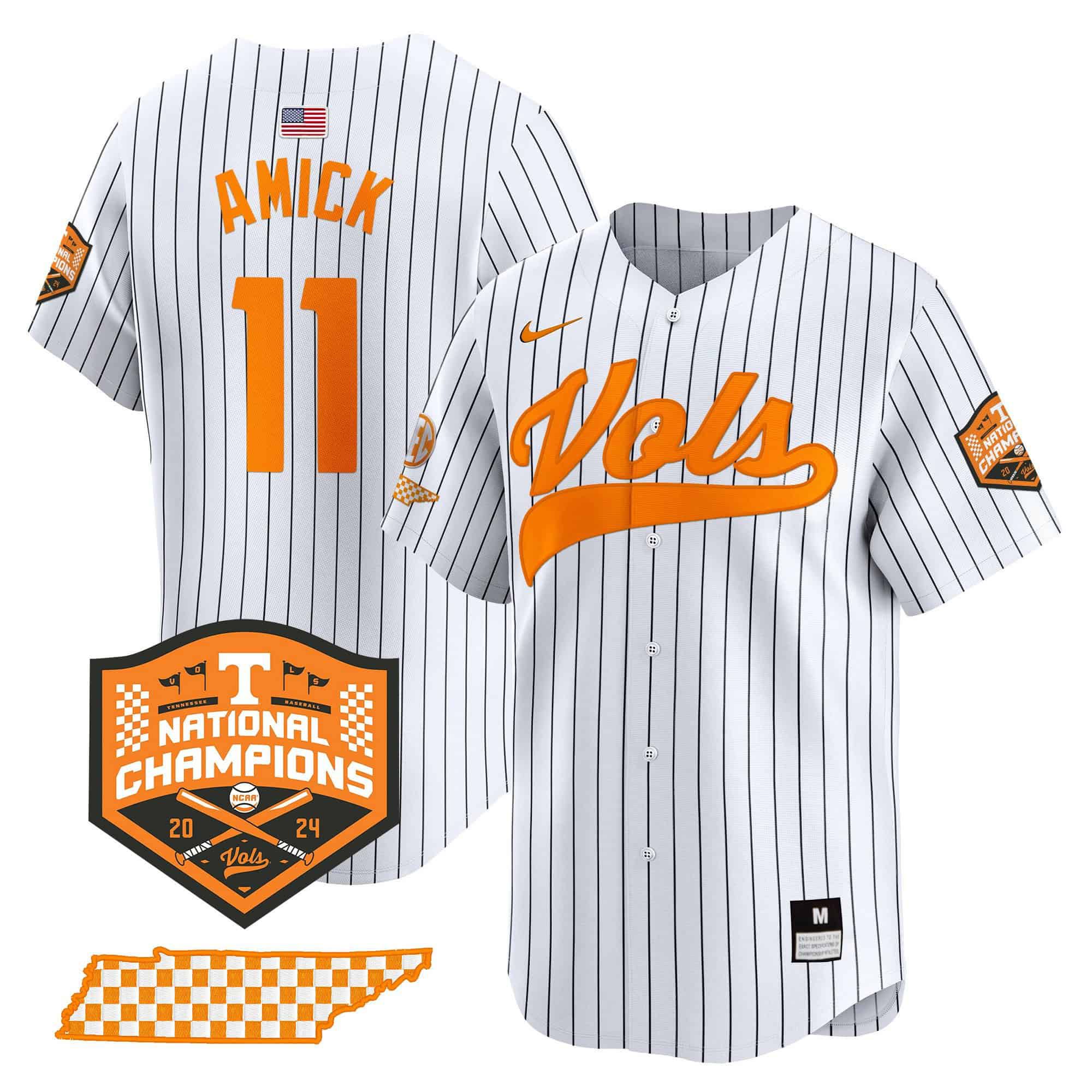 Men Tennessee Volunteers #11 Amick White Stripe 2024 Nike Champions Vapor Premier Limited NCAA Jersey->indianapolis colts->NFL Jersey